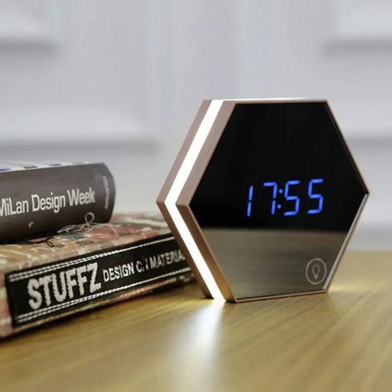  Multi-function Led Digital Alarm Clock Night Light Temperature Display Mirror Thermometer Touch Sen - 32809725195
