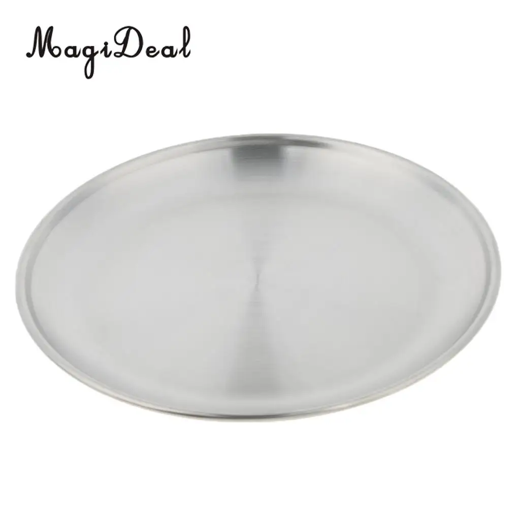 Нержавеющая сталь круглая тарелка блюдо Кемпинг Пикник еда салат контейнер домашняя посуда на открытом воздухе - Цвет: 20cm