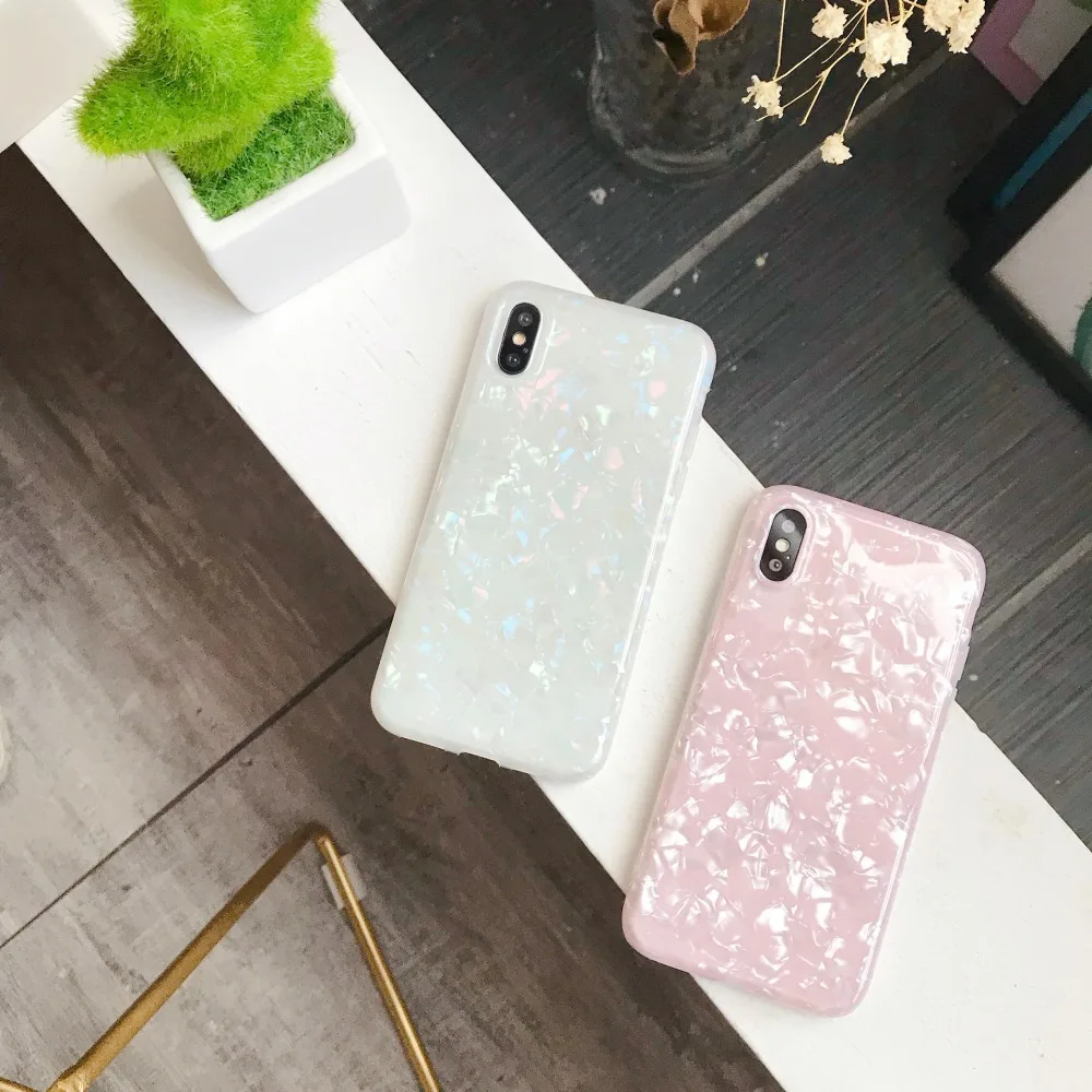 

Glossy Glitter Phone Case For iPhone 7Plus 8Plus Dream Shell Pattern Cases For iPhone x XR XS Max 8 7 6 6S Plus Silicone Cover