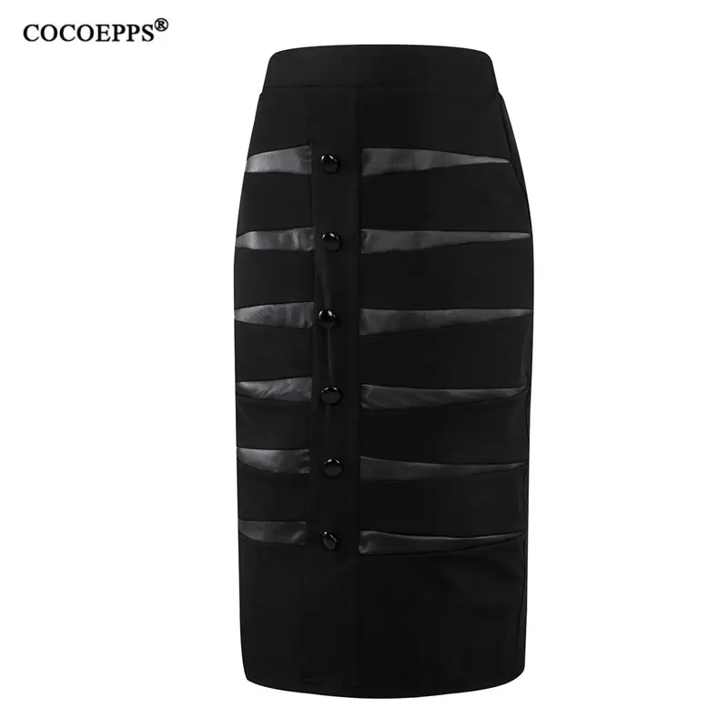Новинка, Весенняя элегантная женская юбка большого размера, высокая юбка с тонкой талией размера плюс, облегающая сексуальная юбка-карандаш, офисные юбки, 4XL 5XL, Черная
