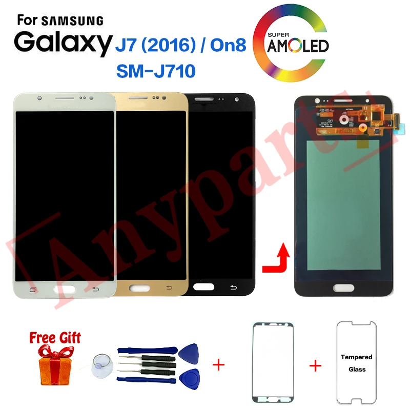 Дешево Для samsung Galaxy J7 2016 j710 J710F ЖК дисплей экран модуль для samsung SM J710F J710FZ J710K ЖК экран Замена