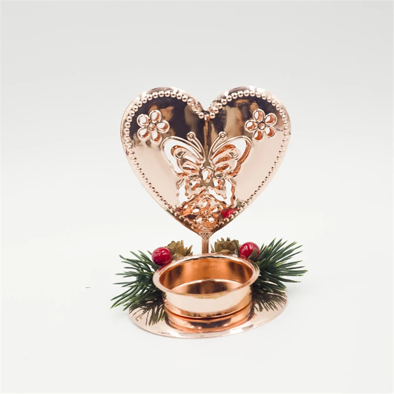 Noel Iron Candlestick Candle Holder Christmas Table DIY Decor For Home natal Tree Christmas Ornament New Year Gift navidad - Цвет: Gold heart