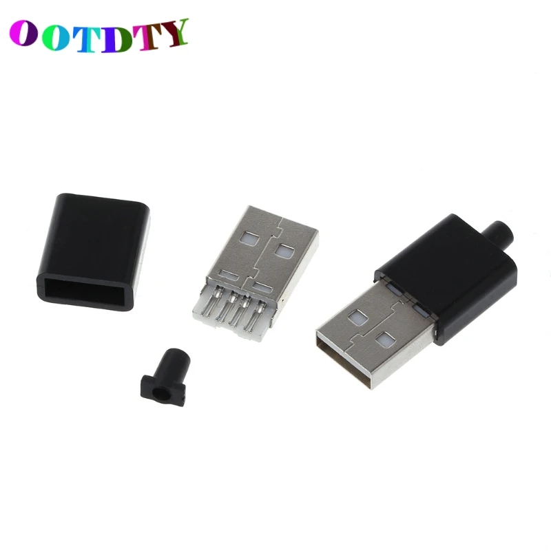 OOTDTY 10 шт. DIY USB 2 0 Тип A штекер 4P адаптер разъем с пластиковой оболочкой