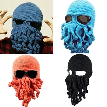 Модные креативные щупальца Осьминог вязаная шапка бини шапка ветрозащитная Лыжная маска на Хэллоуин