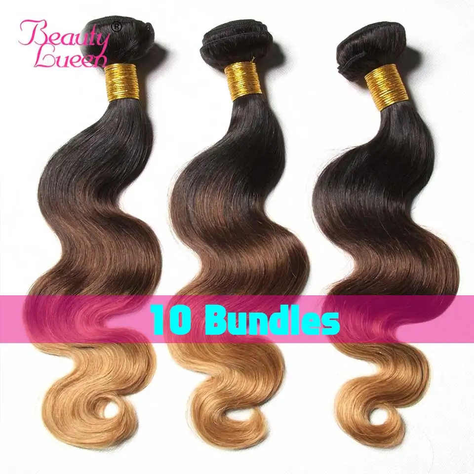 Ombre Human Hair Bundles Ombre Brazilian Hair Weave Bundles Body Wave Bundles Honey Blonde T1B427 Non Remy Hair Extension (3)