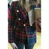 HIGH STREET New Fashion Runway 2022 Designer Blazer Women's Lion Metal Buttons Plaid Colors Tweed Wool Blazer Jacket Size S-XXL ► Photo 1/6