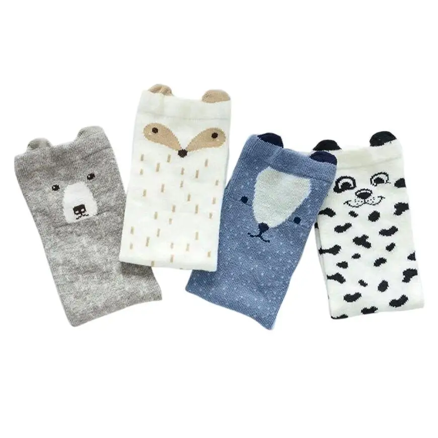 Детские гольфы с принтом животных для маленьких девочек, 4 пары милые хлопковые носки унисекс влагостойкие носки до щиколотки# ZB
