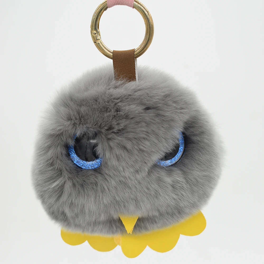 

Fashion Keychain OWL Genuine Rex Rabbit Cute Toy for Bag Charm Real Fur Key Pendant Hand Made Bag Bugs Charm Fur Keychain