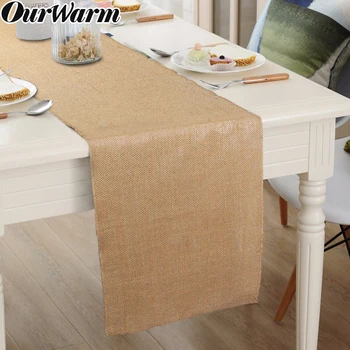 

OurWarm Natural Jute Table Runner Wedding Burlap Table Runners Home Textiles Linen Tablecloth Party Hotel Decor 5PCS 30x275cm