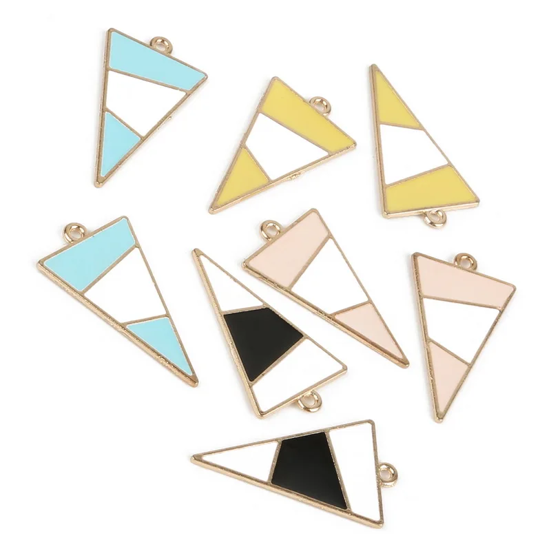 

Zinc Alloy Metal Enamel Color Contrast Partition Triangle Arrow Design Charm Pendant For DIY Earings Fashion Jewelry Making
