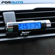 FORAUTO 2 в 1 ЖК-экран автомобиля цифровые часы времени вентиляционное отверстие выход термометр украшение автомобиля авто аксессуары