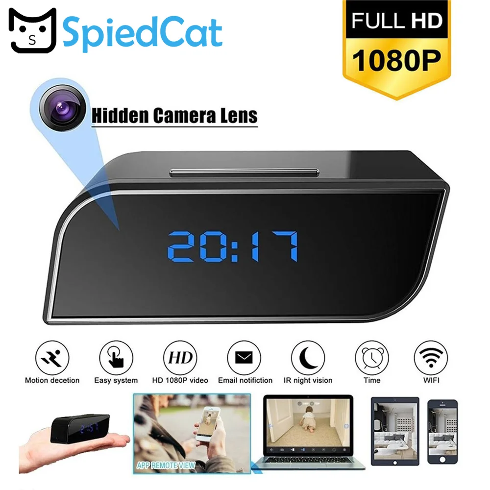 1080P Wireless HD WIFI IP Mini Video Camera Spy Alarm Clock Security System Cam