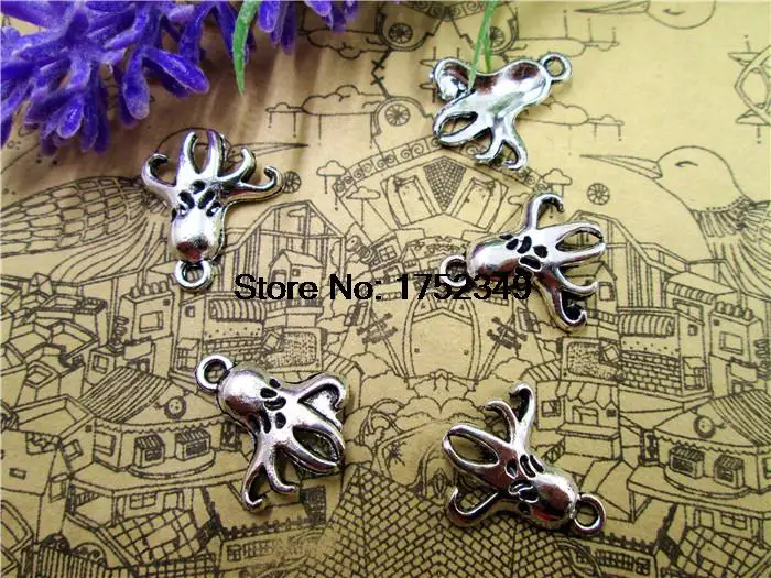 

30 шт. Осьминог Подвески Античная тибетский серебряный тон кулон в форме осьминога/chams 16x18mm