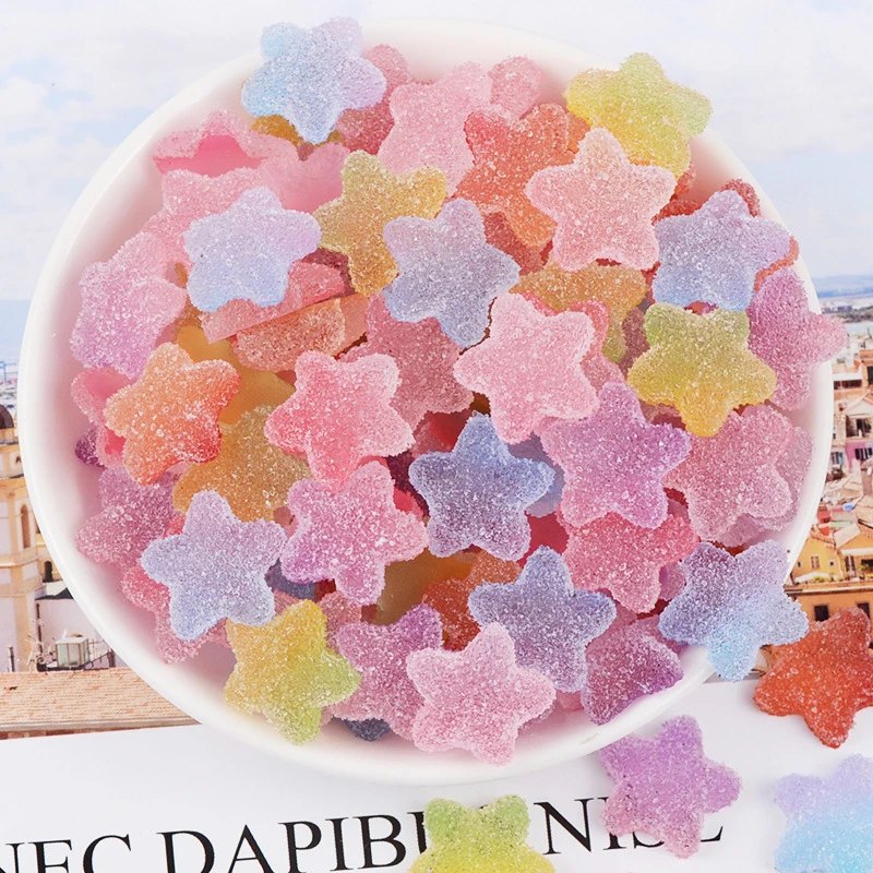 

20PCS Mixed Colors Simulation Resin Pentagram Fudge Cabochon Children's Hair DIY Decorative Resin Accessories Craft Supplies