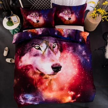 

hot sale 3D wolf animal twin king full double bedclothes pillowcase duvet cover set bedding set