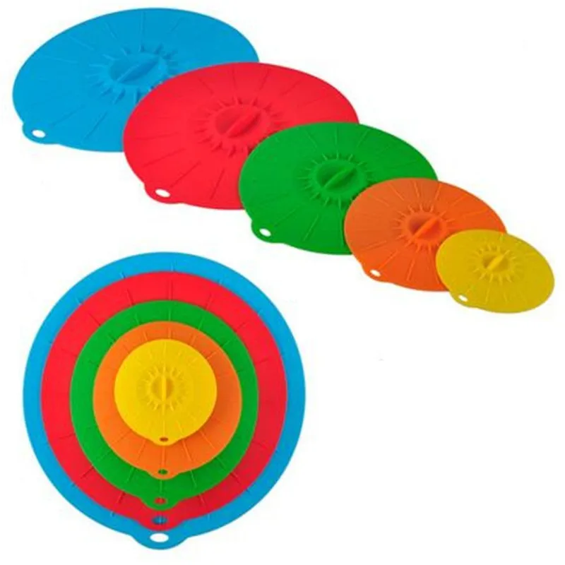 Set of 5 Silicone bowl cover food saver Pot Lid Cover For Pan Flower Shape Spill Stopper Cooking Tool lid Microwave Food Covers01