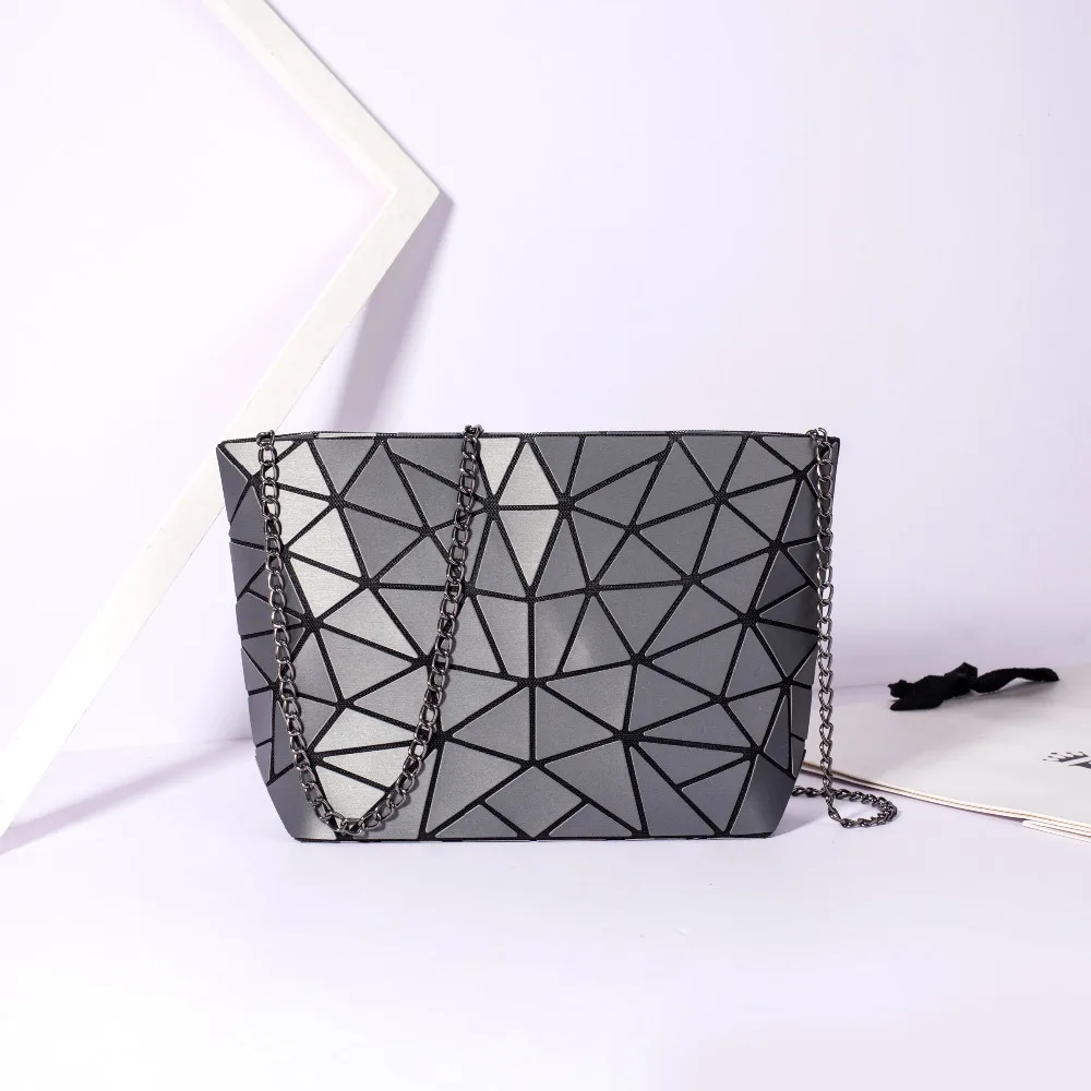  New Women Chain Shoulder Bag Luminous sac Bag Fashion Geometry Messenger Bags Plain Folding Crossbo - 32955705625