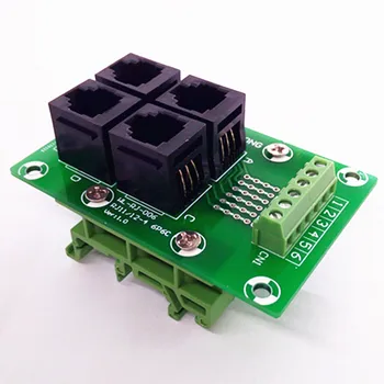 

RJ11/RJ12 6P6C Jack 4-Way Buss Breakout Board, Terminal Block, Connector.