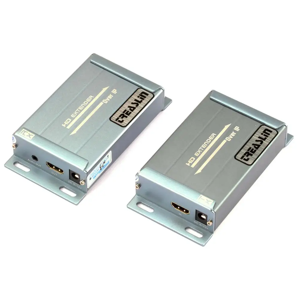 

TreasLin 120M HDMI Extender over TCP/IP Cat5e Cat6 Ethernet Kit HDMI Transmitter and Receiver for Outdoor LED Display Support IR