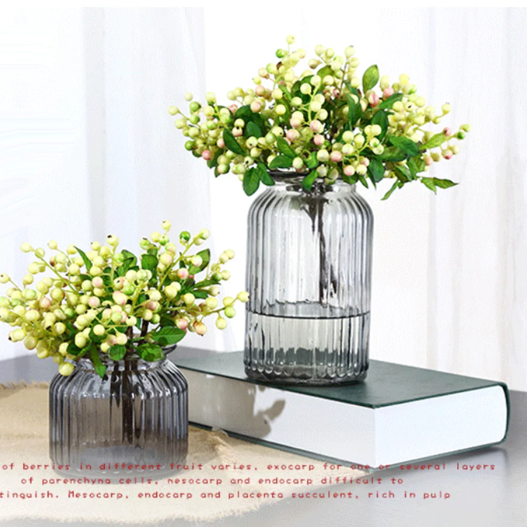 Decorative Blueberry Fruit Berry Artificial Flower Plants for Wedding Bouquet Party Decor Home Tabletop Plant Flower Ornament