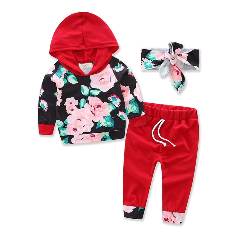 

Toddler Newborn Baby Boy Girl Clothes Long Sleeve Hooded T-shirt Tops + Pant 2PCS Outfit Kids Clothing Set Tracksuit