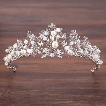 

FORSEVEN Rhinestone Pearl Queen Tiaras and Crowns Headpiece Bridal Diadem Headband Wedding Hair Jewelry Head Pieces Accessories