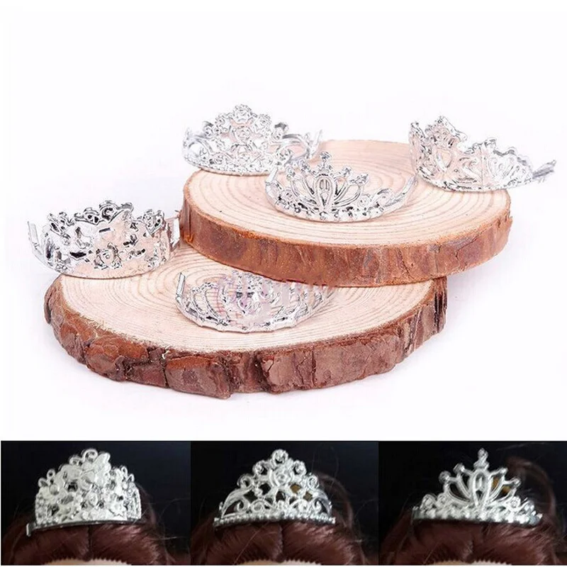 

10pcs Girls Crystal Plastic Sliver Crown Headband Accessories for Doll