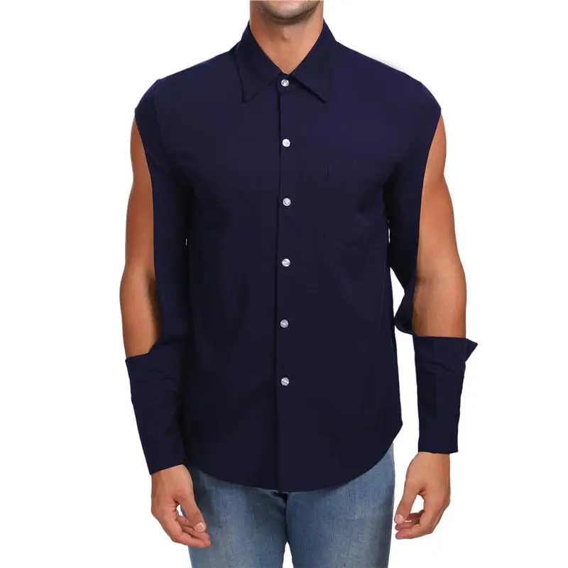 Мужская рубашка с длинными рукавами, новая модная брендовая рубашка Camisa Masculina, мужская рубашка с длинными рукавами, корейский тонкий дизайн, формальное повседневное мужское платье - Цвет: Синий
