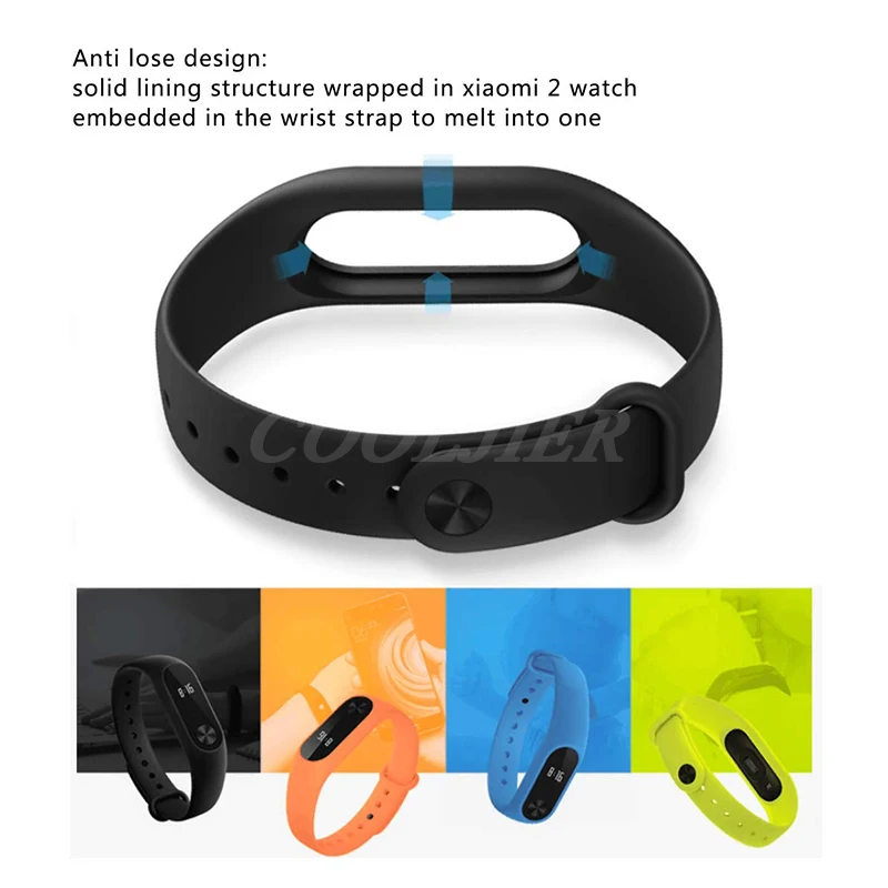 COOLJIER mi band 2, ремешок на запястье, Цветной силиконовый ремешок для Xiaomi mi Band 2, аксессуары для смарт-браслета, браслет на запястье