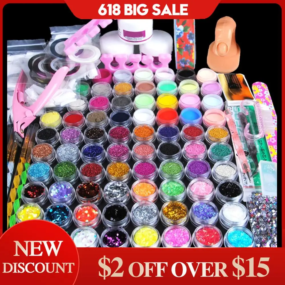 78pcs Nail Acrylic Powder Glitter Manicure Set For Nail ...