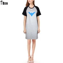 DC Comics Batman Nightwing women Cotton Short Sleeve Tops Tees for girls Spring and Summer dress T shirt grey dress