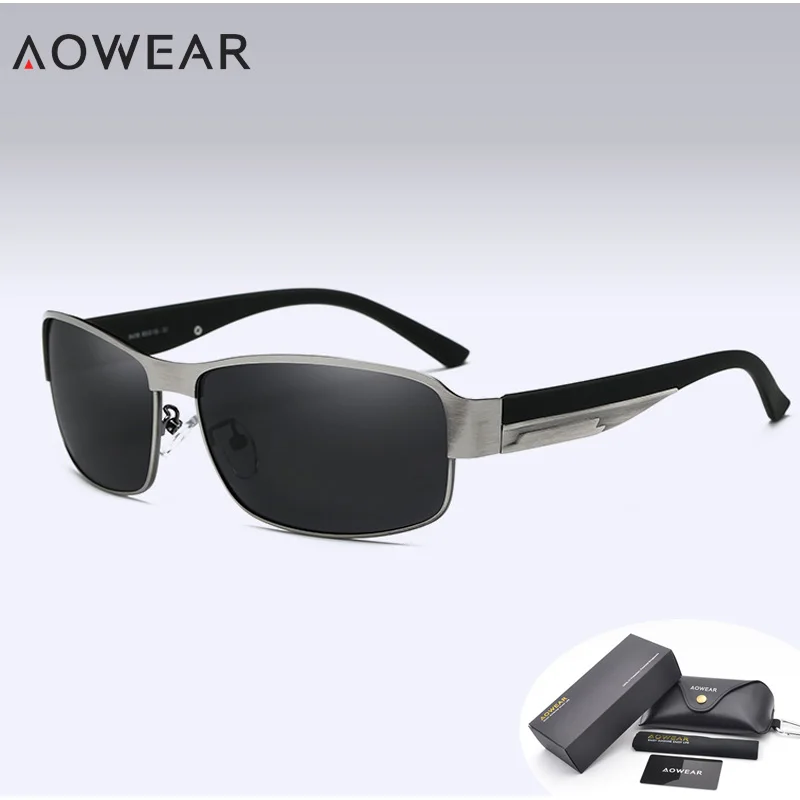 3 Gray Black AOWEAR, очки для ночного водителя, очки ночного видения, поляризационные солнцезащитные очки, мужские очки для вождения, желтые очки для ночного видения, Oculos De Sol - Цвет линз: 3 Gray Black