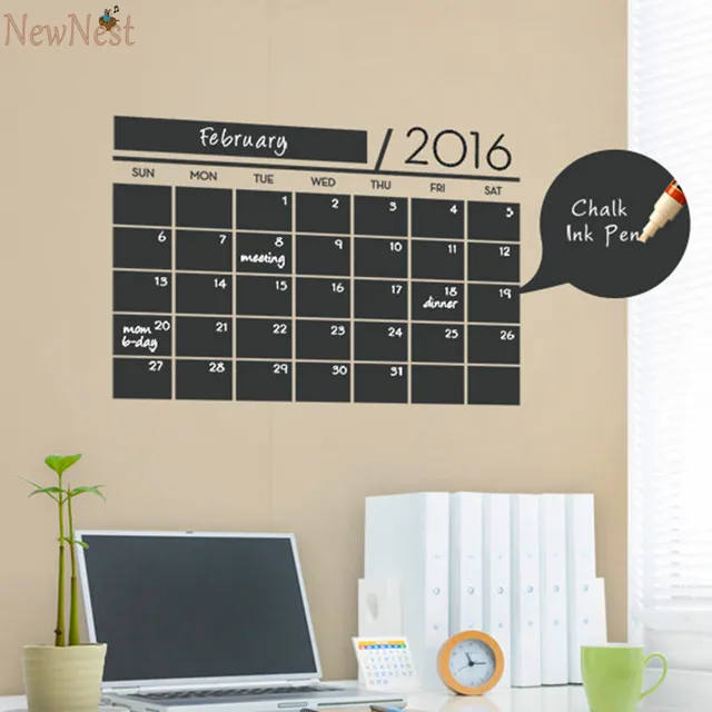 chalkboard wall calendar sticker vinyl wall decals blackboard