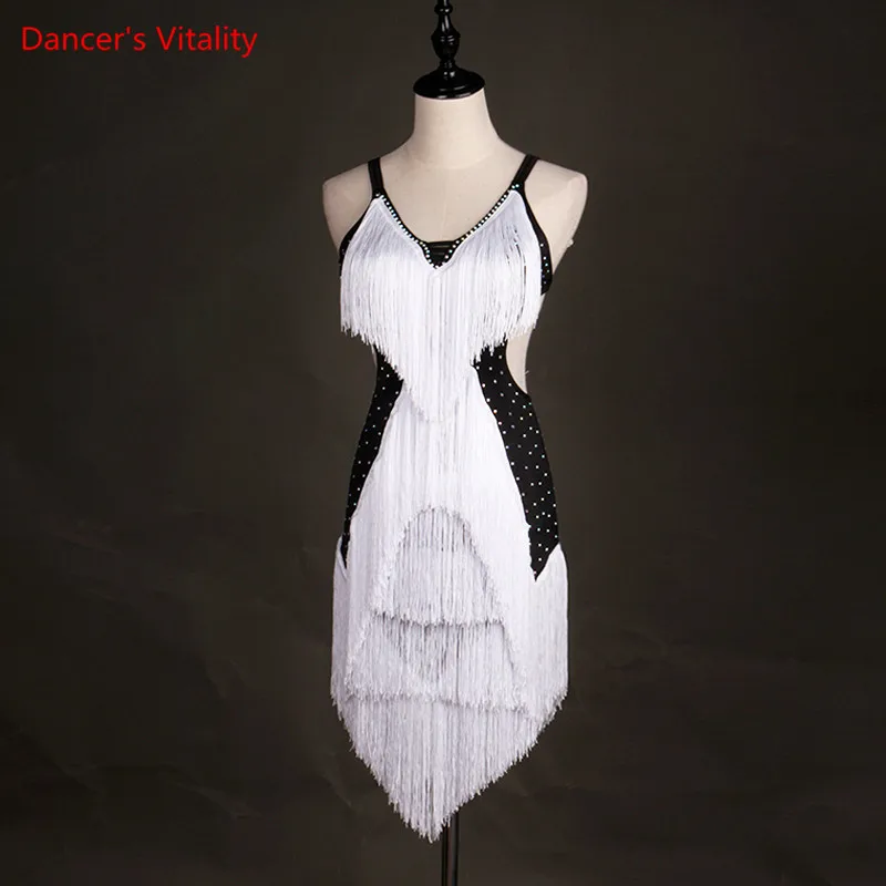 

Sexy tassel Latin Dance Dress Women Lombard Skirt Samba Dance Latin Salsa Dresses For Dance Dress Women dance dress