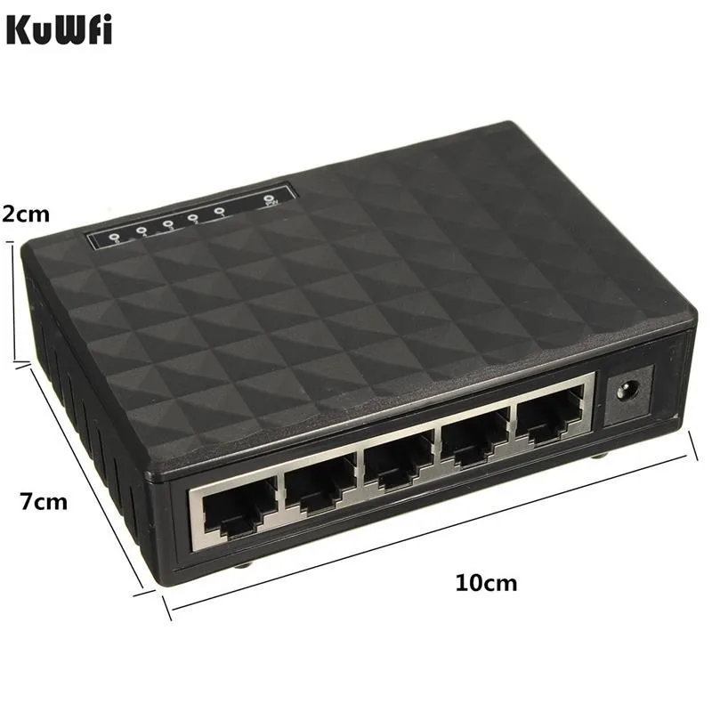 

10/100/1000Mbps 5 Ports Gigabit Switch Ethernet Switch Hub Plastic Mini Desktop High Performance Smart Adapter US/EU Plug