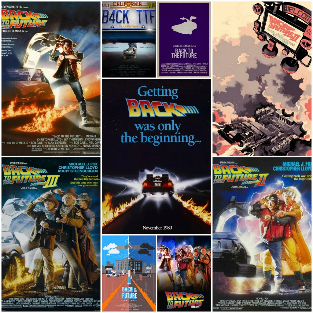 

Back to the future series of posters drawn bar living room retro Kraft film wall stiakcer vintage poster 42X30cm