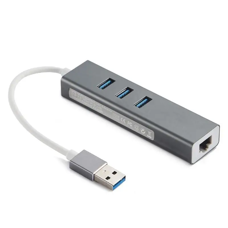 JP668J 3 Порты и разъёмы USB 3,0 концентратор USB C до RJ45 Gigabit Ethernet проводной сетевой адаптер Компьютерная периферия - Цвет: Серый