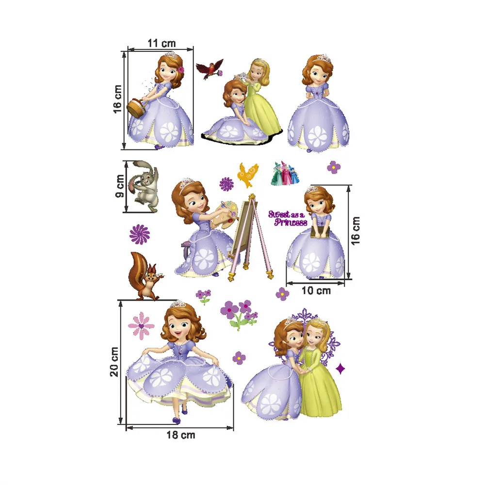 Забавные замок Единорог кролик принцесса София наклейки на стену для детей Девочка Дети DIY подарок декор наклейки самоклеющиеся Фреска плакат