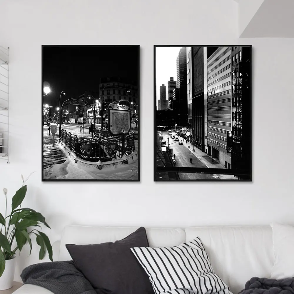 

Street View Wall Art Canvas Poster Black White Print Famous Street Painting Decoration Picture Nordic Room Decor Unframed
