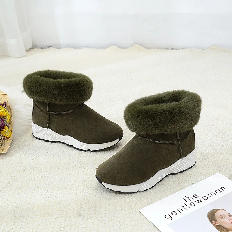 Negro Con verde Modelos Nuevas Cálidos Femenina Invierno Explosión Botas Moda 2018 Nieve Un De Estrella Plano Zapatos Las gris Baw1YqU