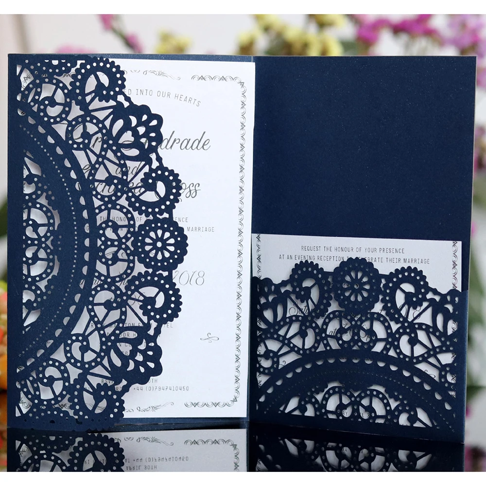 

10PCS European Laser Cut Flower Hollow-out Three-Dimensional Discount Invitation Card Holiday Greeting Cards Envelopes Kit
