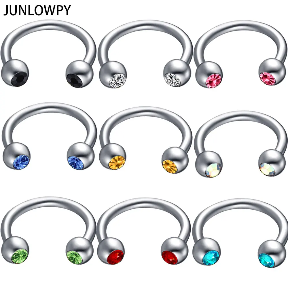 JUNLOWPY Rainbow Silver Black Gold Nose Rings Surgical Steel Horseshoe Ring Fashion Body Jewelry Ear Bar Piercing Earring 50pcs