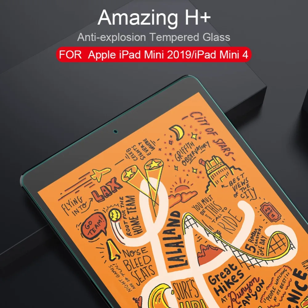 Ультратонкое закаленное стекло Nillkin 9H + 2.5D для Apple iPad Mini 2019 защитная пленка экрана