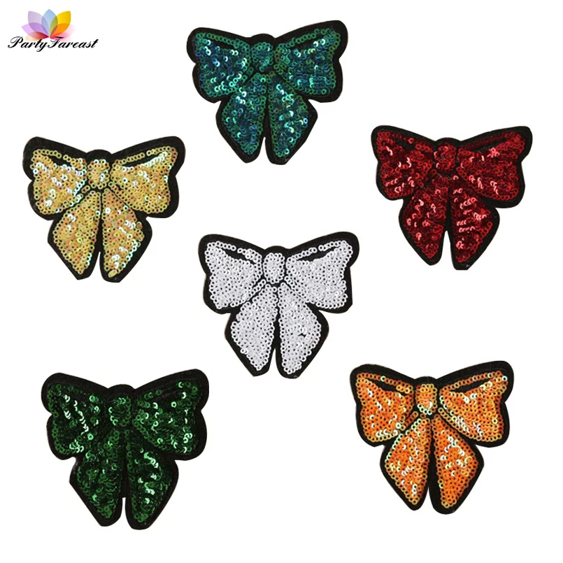 

PF Bowknot Sequin Patches for Clothing Iron on Patches DIY Appliques Sewing Embroidery Patch Applications for Clothes Bags TB101