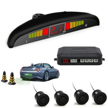 

Car Parking Sensors Parktronics 4 Black/silver/white/red/blue Flat Sensors Reverse Backup Radar Sound Buzzer