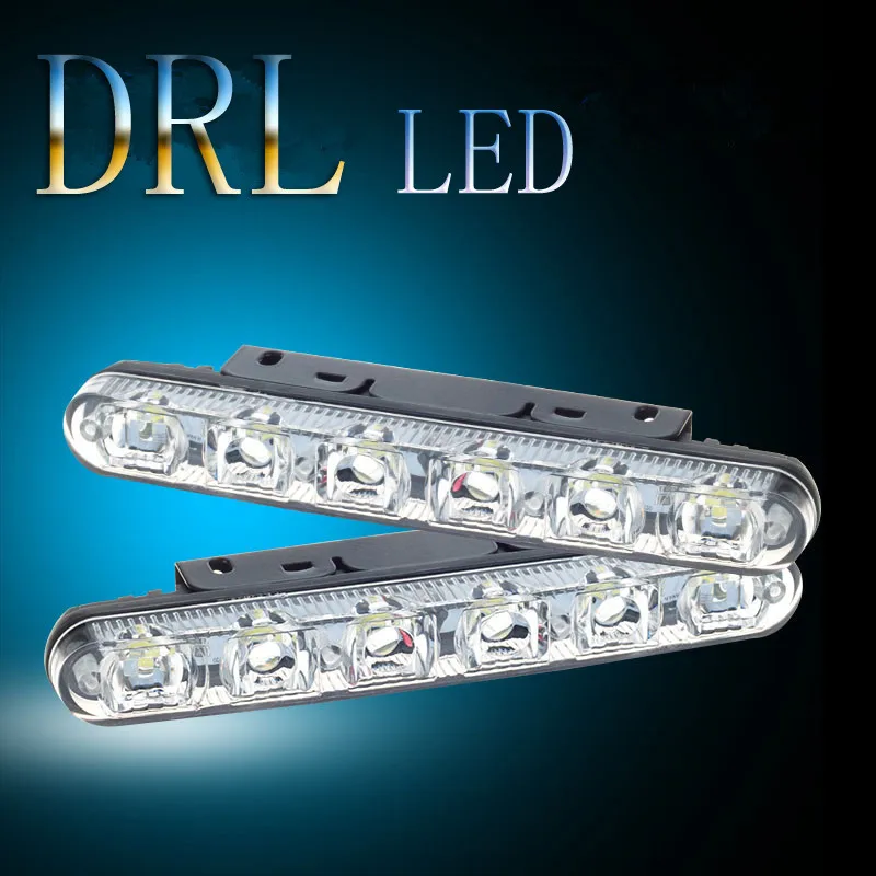 

2016 NEW Super Bright Xenon White 6 LED Front Fog DRL Daytime Running Driving Lights Fog Lamps 12V DC Head Lamp car styling