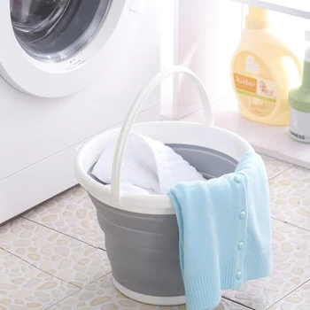 

Silicone Bucket For Fishing Promotion Folding Bucket Car Wash Outdoor Fishing Supplies Square 8L Bathroom Kitchen Camp Bucket