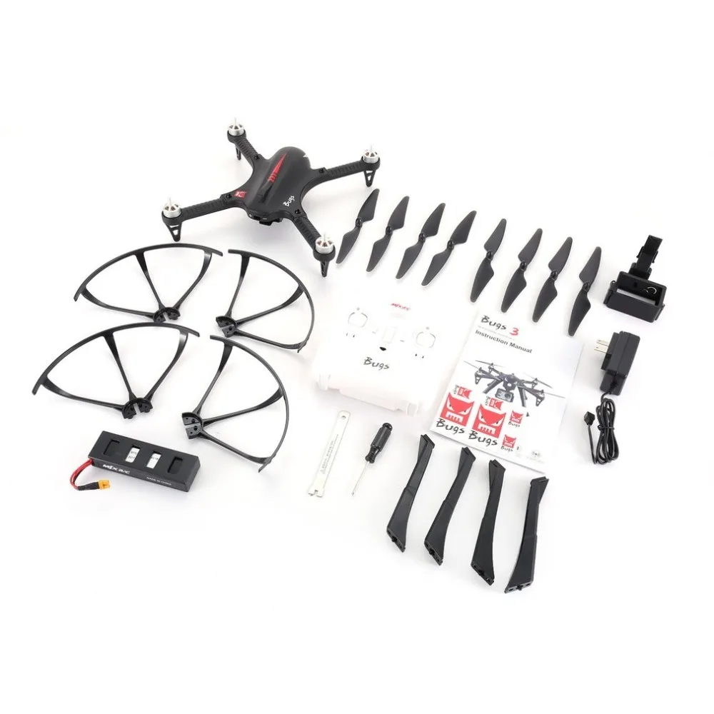 

MJX 2.4GHz 3D Flips RC Helicopter Bugs 3 Brushless Drone with Camera Mount 18min Flying Time 500m Long Range Remote Control