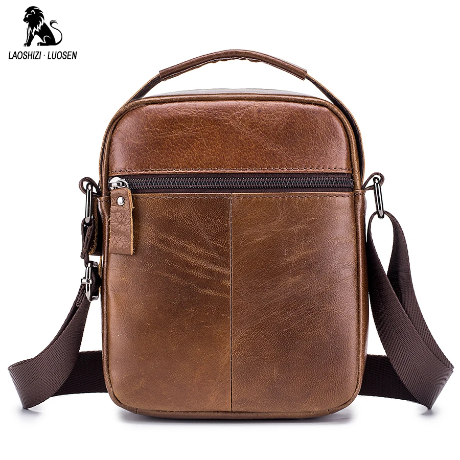 LAOSHIZI LUOSEN Men's Crossbody Bag Casual Genuine Cowhide Leather Shoulder Messenger Bags For Men  - 32959892461