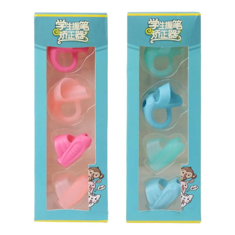 

4Pcs Finger Tightening Device Silicone Baby Children Pencil Grip Holder Learning Writing Pen Correction Tools Stationery Gift